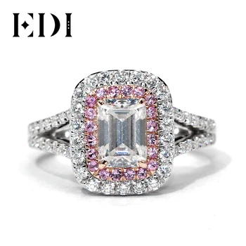 

EDI Unique 585 Gold Twist Ring 14K White Rose Gold 1CT Emerald Cut Brilliant Moissanites Diamond Engagement Wedding Ring Jewelry