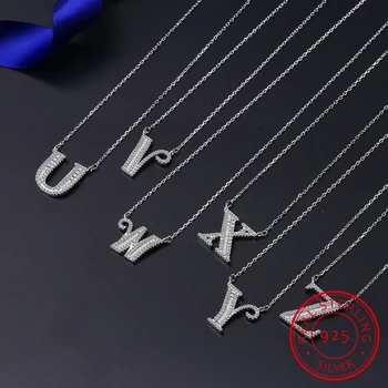 

Luxury Letter Necklace For Women 925 Sterling Silver Alphabet Pendant Necklace Name Jewelry Best Friends Valentine's Day Bijoux