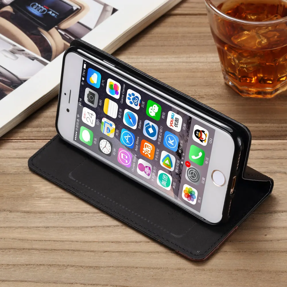 Элегантный Кожаный чехол-книжка для iPhone 11 Pro Max Xr X Xs 8 7 Plus 5S 5 SE, полностью противоударный чехол-кошелек на магните, мягкий чехол