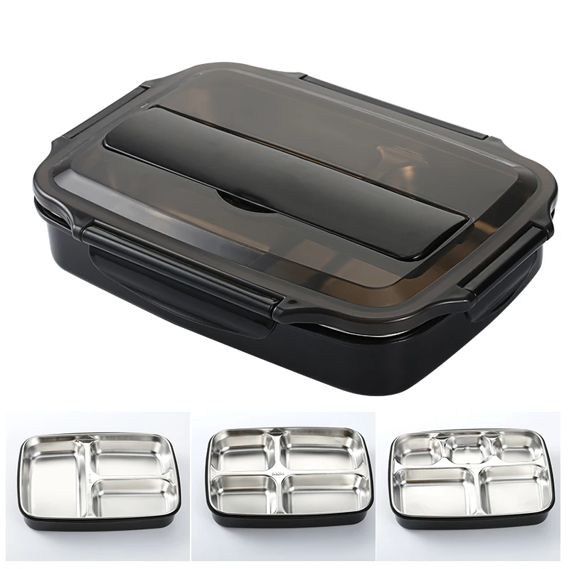 

Quality Stainless Steel Lunch Box Containers with Compartments Portable Bento Food Container with Tableware