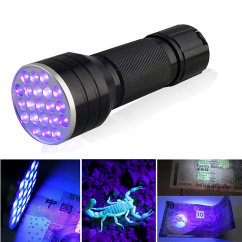 

Mini LED UV Flashlight Ultraviolet Torch 21LED UV Black Light Pet Urine Stains Detector Scorpion Hunting