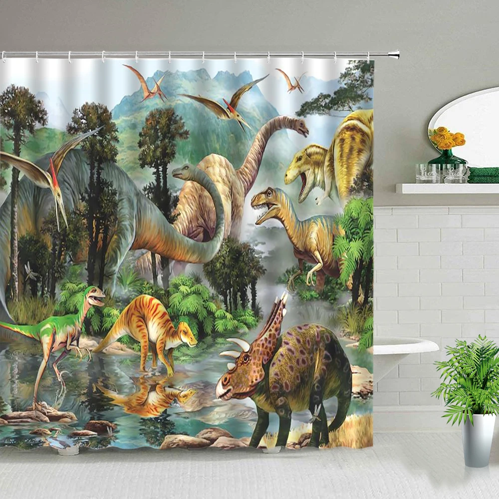 Dinosaur Bathroom Curtain Curtain Shower Dinosaurs Bathroom Shower