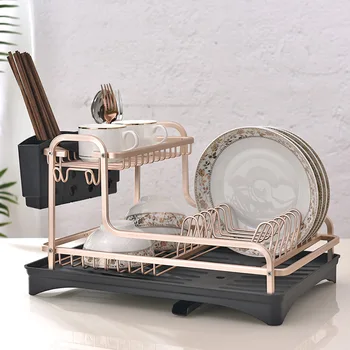 

Aluminum Alloy Kitchen Dish Rack Storage Rack Alumimum Dish Rack Dish Chopsticks Knife and Fork Storage Draining Dish Rack