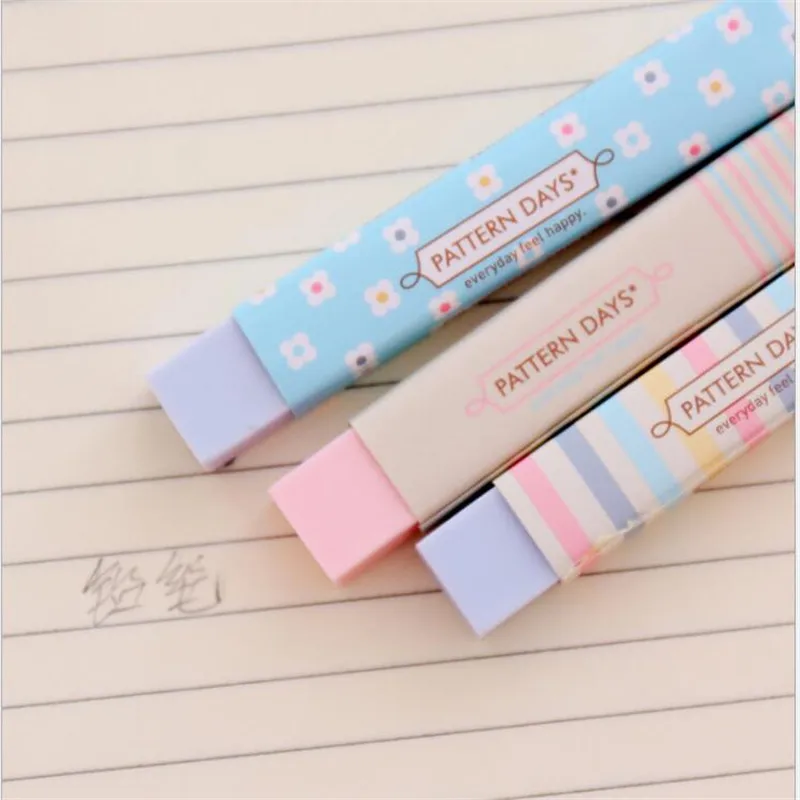 1pcs Cute heart flower rubber eraser cute striped pencil eraser kids gift stationery novelty learning office supplies
