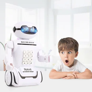 

New Smart Creative Electronic Piggy Bank Safe Cash Box Robot Music Saving Money Box Coin Bank Coin Box Desk Lamp for Children