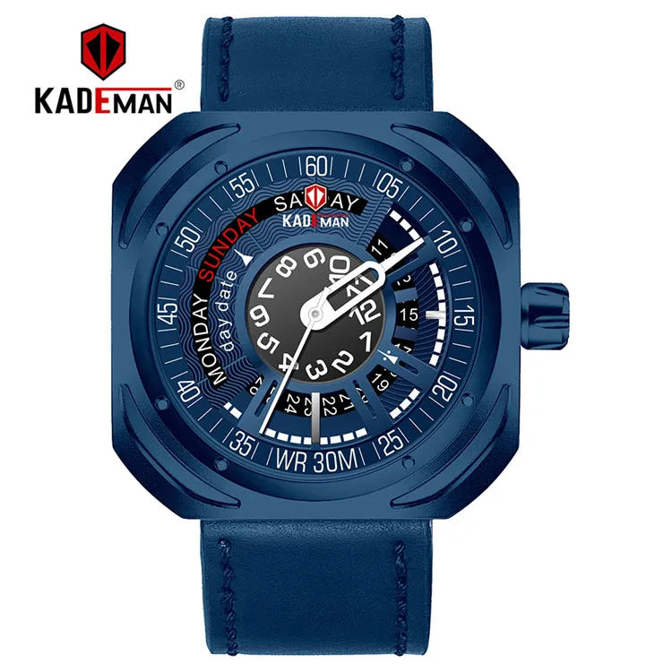 663-BE-BE-BE KADEMAN, креативные военные спортивные мужские часы, Роскошные,, Топ бренд, водонепроницаемые, с календарем, кожа, мужские часы, кварцевые наручные часы, Relogio - Цвет: 663-BE-BE-BE