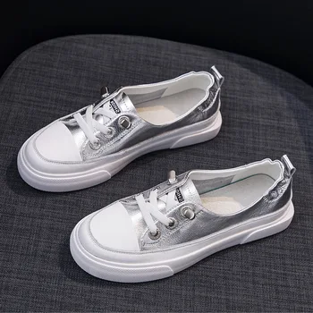 

Genuine leather sports shoes 2020 summer new wild Korean flat bottom shallow mouth breathable running shoes for women ZP-173