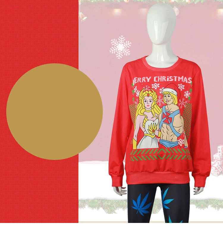 Зимний женский пуловер, Рождественский костюм, женский свитер с Санта Клаусом, Свободный Топ с круглым вырезом и длинным рукавом, Уродливый Рождественский свитер