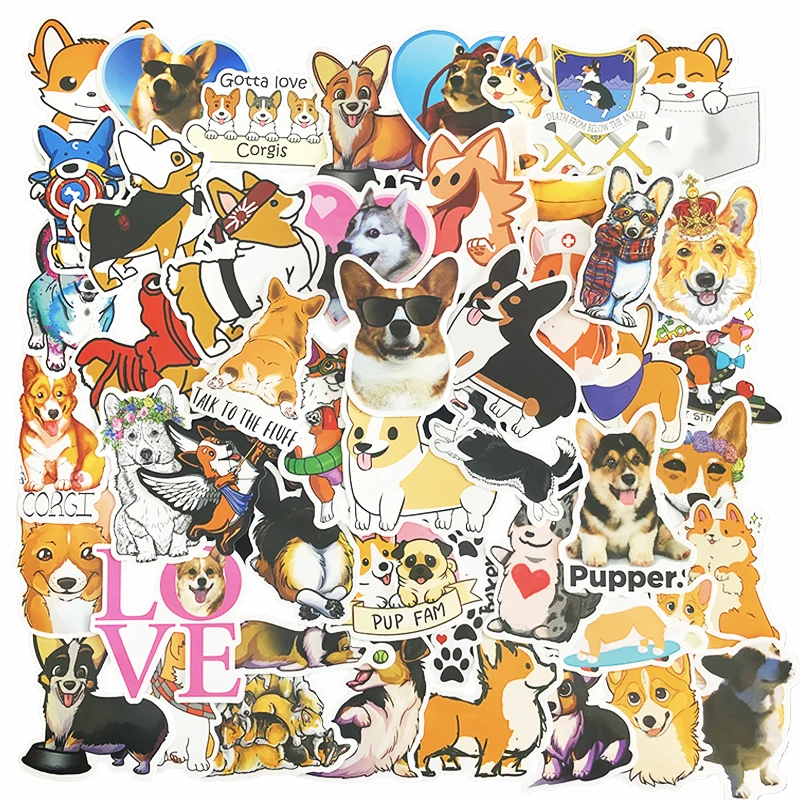 50 шт. симпатичная наклейка corgi с животными для украшения ноутбука портативный костюм чехол для телефона diy Водонепроницаемая наклейка