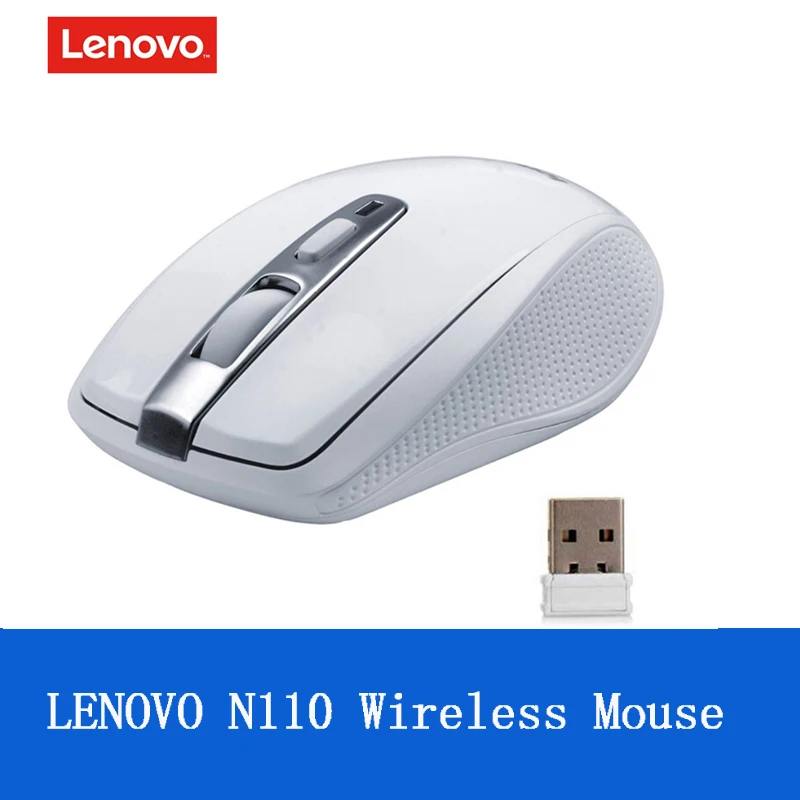 LENOVO N110 беспроводная мышь Двусторонняя роликовая мышь с 2,4 ГГц Беспроводная 1600 точек/дюйм Поддержка Официальная проверка для портативных ПК