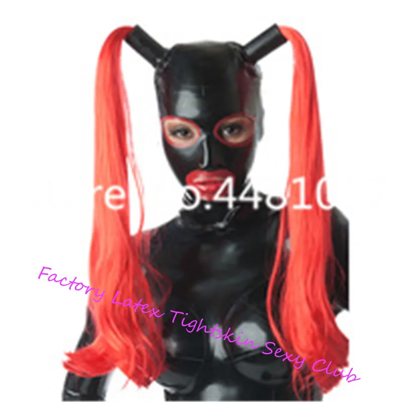 Латексная Маска для косплея с двумя красные парики маска для ролевых игр нос с планками Фетиш grinch резиновый крючок индивидуальные XS-XXL