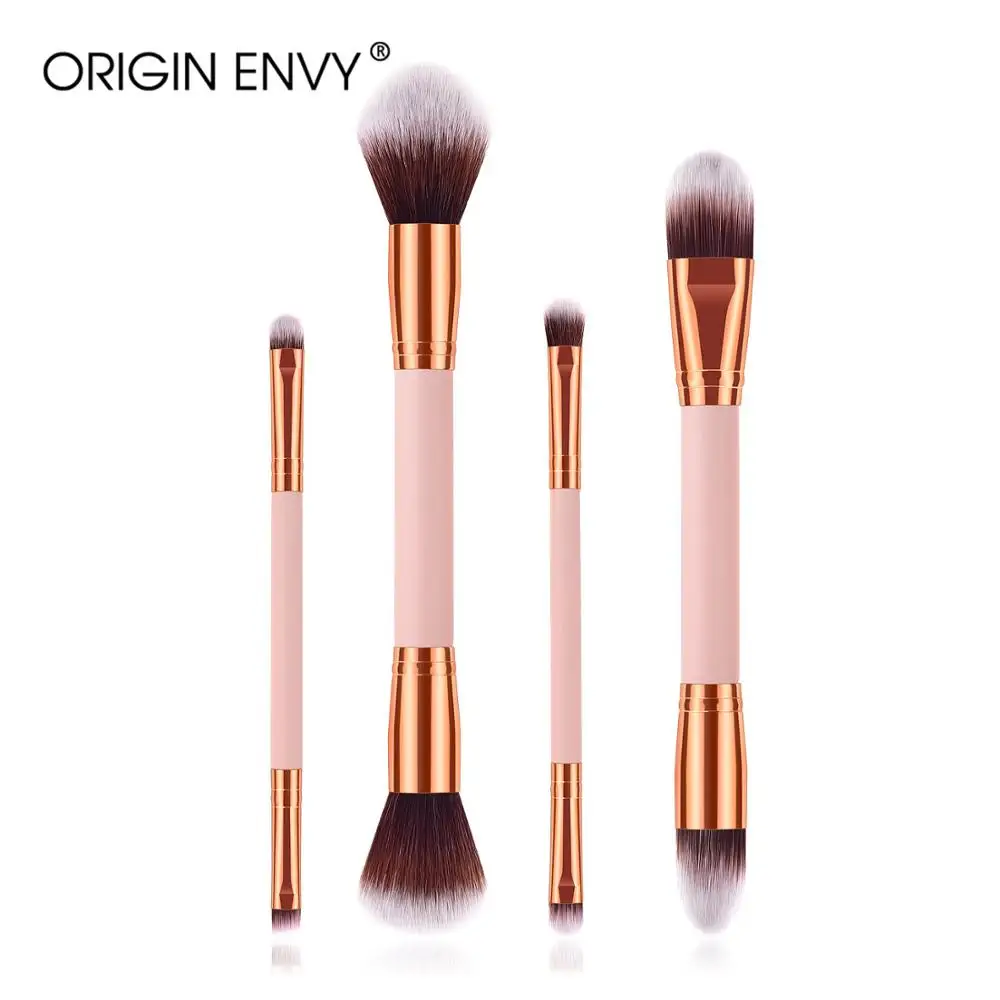 

ORIGIN ENVY 4pcs Double head Makeup Brush Set Black Wooden Handle Foundation Loose powder Eye shadow Multifunction Make up Tool