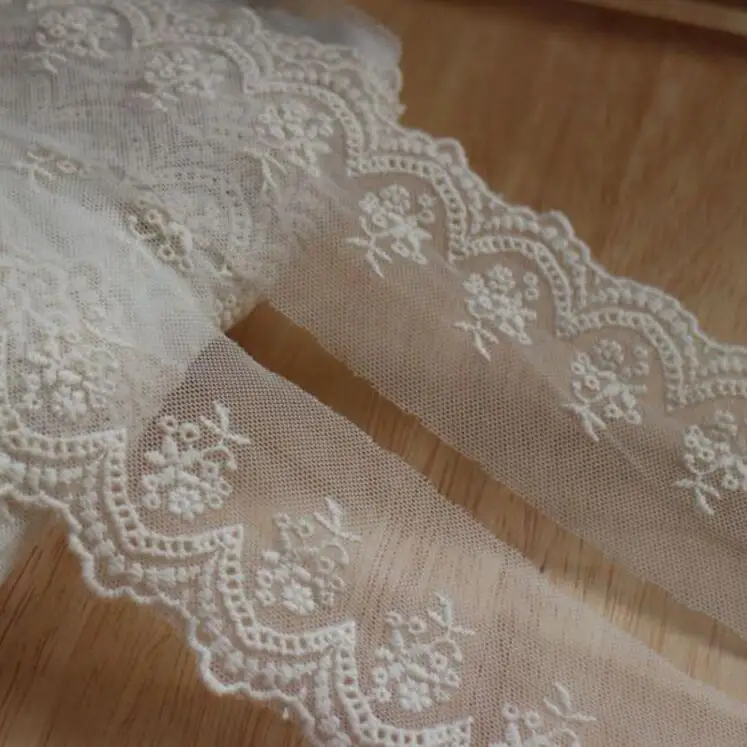 2 Meters/lot 6cm Width Handmade DIY Laciness Lace Belt Trim Embroidery Cotton Beige Lace Ribbon Fabric Accessories lace ribbon,lace sewing accessories