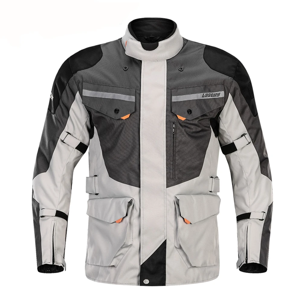 LYSCHY мотоциклетная куртка мужская Chaqueta мотоциклетная куртка для мотокросса дышащая водонепроницаемая мотоциклетная защита - Цвет: 903-Grey Jacket
