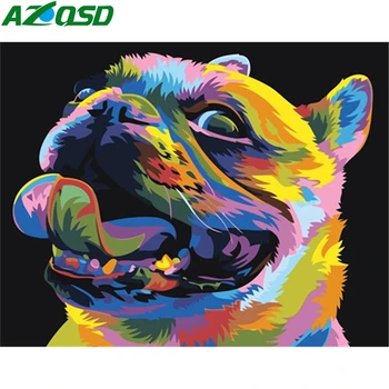 

AZQSD Painting By Number Canvas Kits Colorful Dog 40x50cm Pictures By Numbers Animal HandPainted Coloring Draw Craft DIY Gift