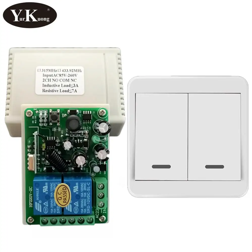 AC110V 2 CH Gang Relay Remote Control Switch 220V 120V 230V 240V 85V-260V Relay Dry Contact Wireless Remote ON OFF Switch433315