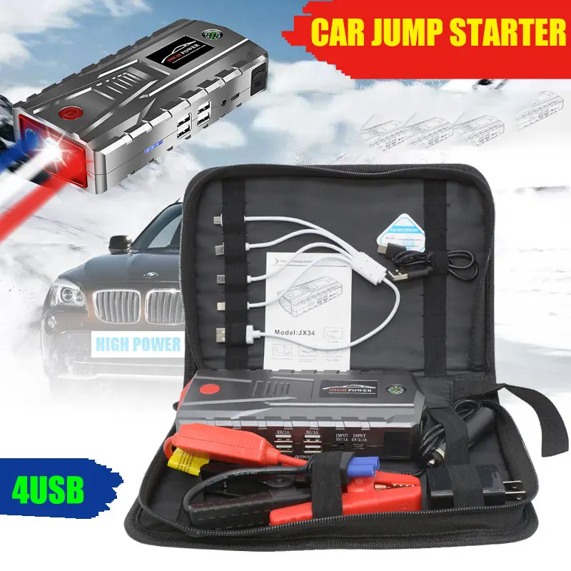  Super Power Car Jump Starter Power Bank 800A 4USB Portable Car Battery Booster Charger 12V Starting