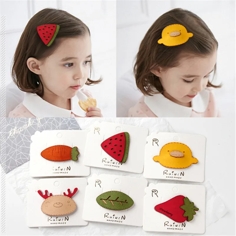 

1 Pc Super Cute Hair Clip BB Clips Side Girl Heart Cartoon Fruit Animal Bangs Clip Hairpins Baby Hair Accessories