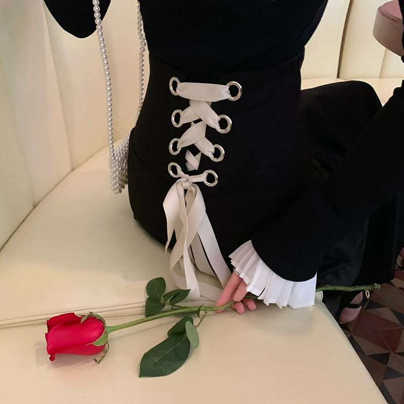RICININA, женские юбки, Осень-зима, бандажные, одноцветные, длинные, юбки, для женщин, s, макси, юбка, весна, повседневная, винтажная, с высокой талией, Jupe Femme