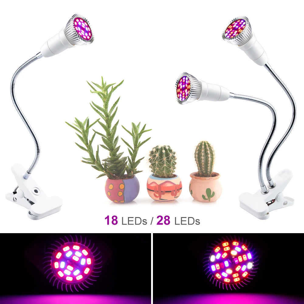 E27 Full Spectrum LED 220V Grow Light Bulb 18W 28W LED Plant Growing Lamp 110V Growth LED Hydroponics Lighting Indoor Phyto Lamp
