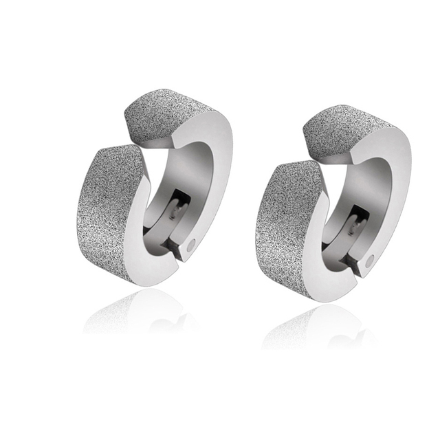 Punk Titanium Steel Ear Clip Ear Stud Earrings For Men Women Black Pierced/No Pierced Fake Ear Circle New Pop Jewelry