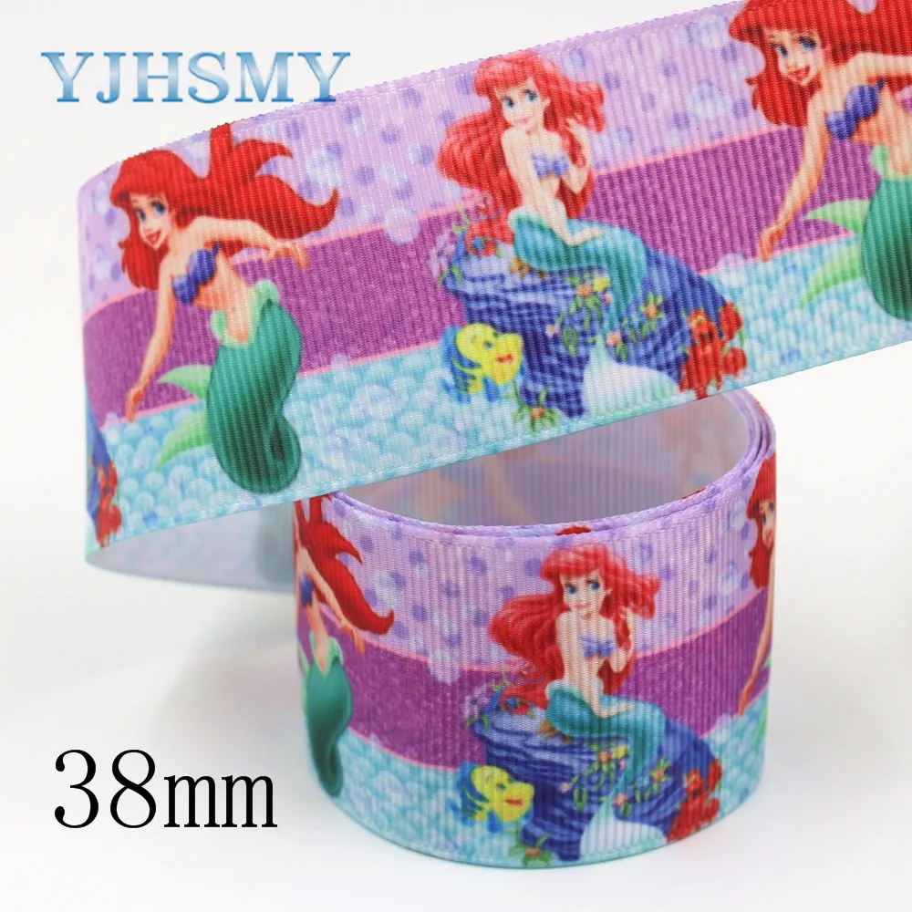 YJHSMY I 19809 1862 38 мм 10 ярдов мультфильм термопечать ленты grosgrain Бант колпачок DIY