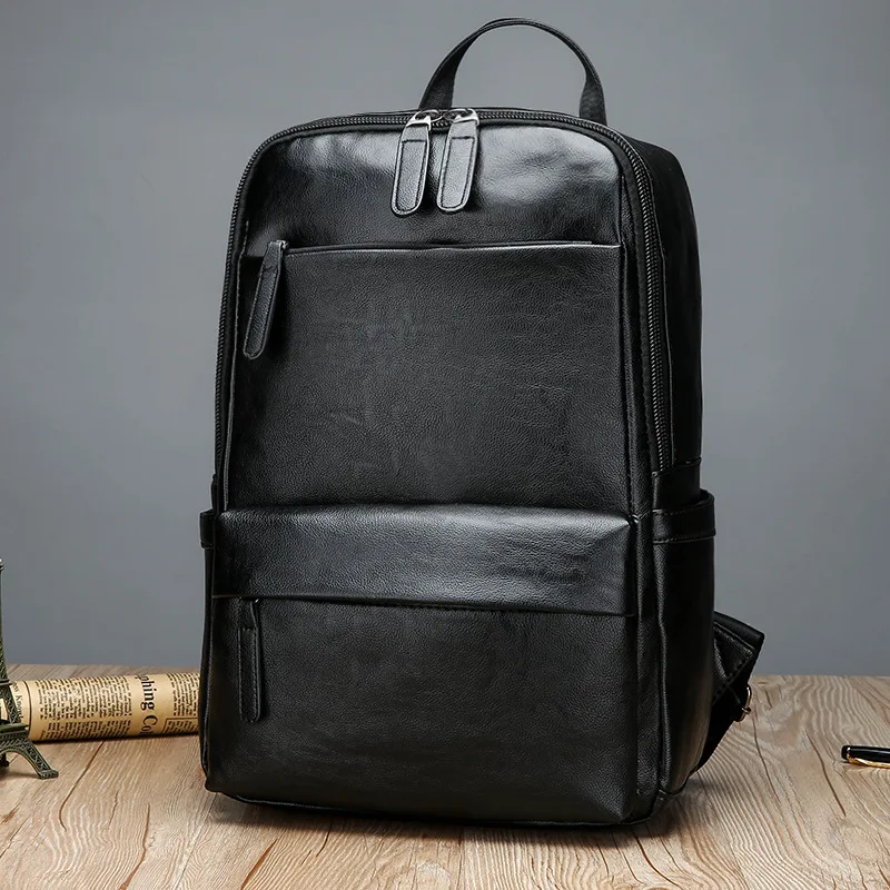 

Men Backpack Casual PU Leather Breathable Wear Business Computer Backpack Men's Travel Bag School Bag