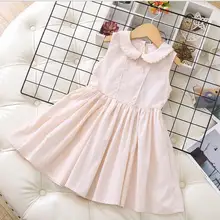 Летние хлопковые платья принцессы в полоску для девочек, детское элегантное платье, 5 шт./партия