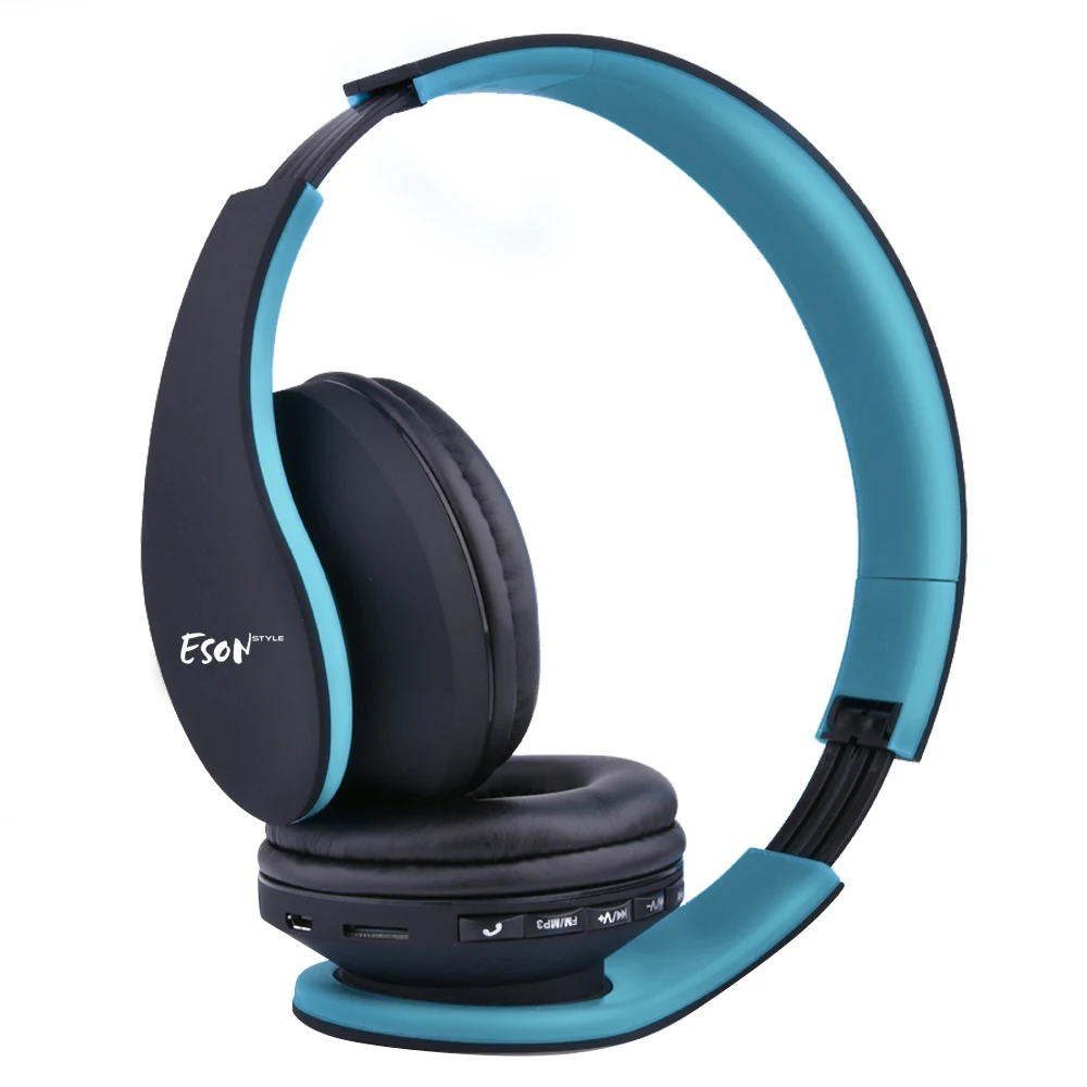 Eson стиль беспроводные bluetooth-наушники, складные наушники+ Проводные bluetooth-наушники для Iphone-синий