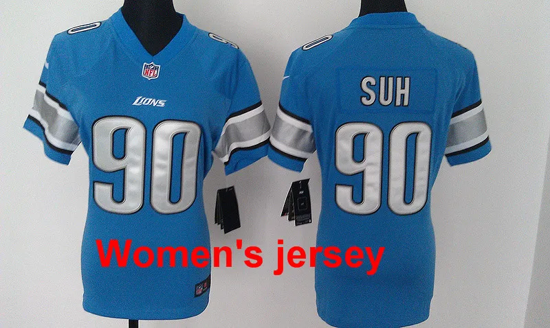 A+++ для женщин и девушек все сшитые Detroit s ladies 9 Matthew Stafford 21 Ameer Abdullah 81 Кельвин Джонсон Вышивка Логотипы Джерси - Цвет: Красный