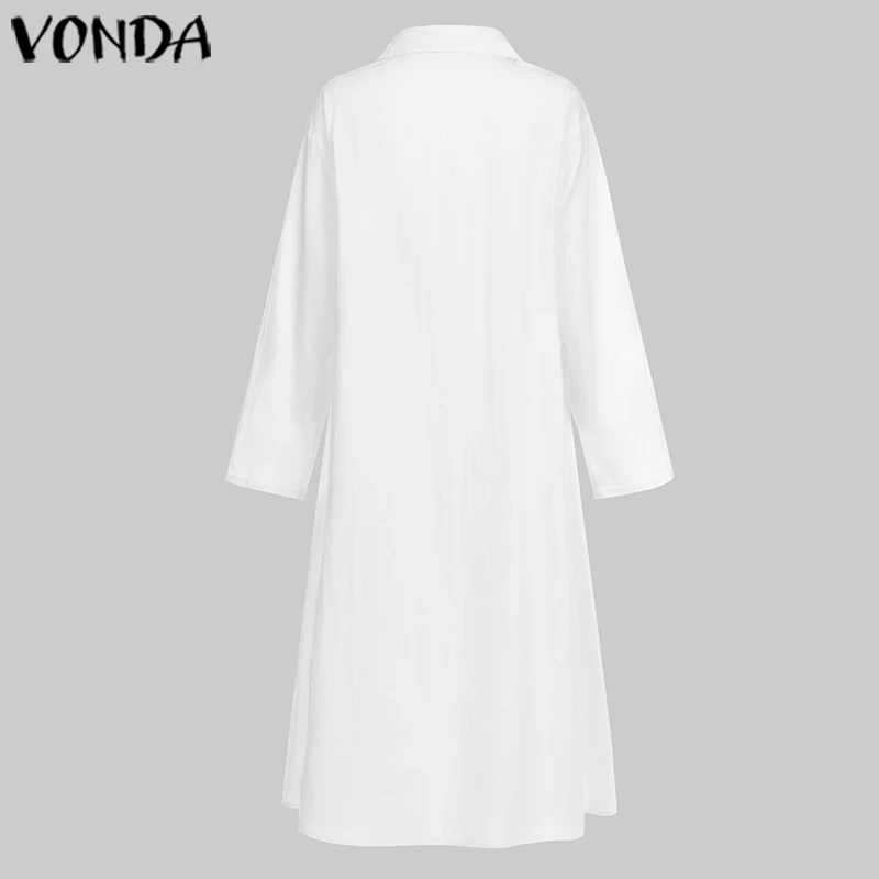 VONDA однотонное платье для беременных повседневное свободное асимметричное платье-рубашка с отложным воротником женские сексуальные вечерние платья 5XL