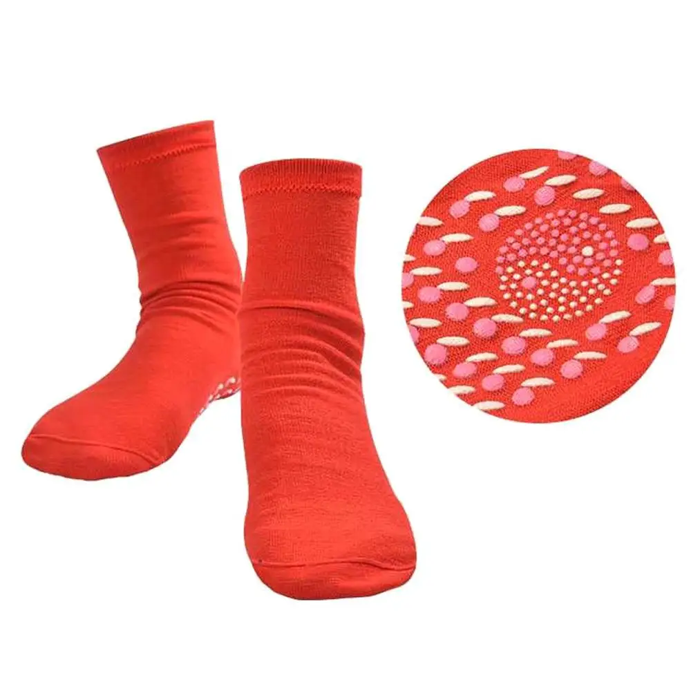 1 пара магнитотерапии Самонагревающиеся магнитные удобные и дышащие носки зимние лыжные фитнес термо спортивные носки для мужчин и женщин - Цвет: Красный