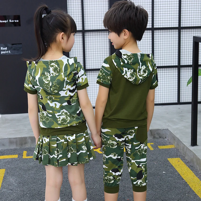 Student Kids School Training Army Suit 