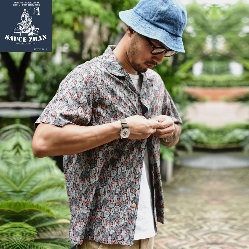 SauceZhan Mens Hawaii Kemeja Pria 
