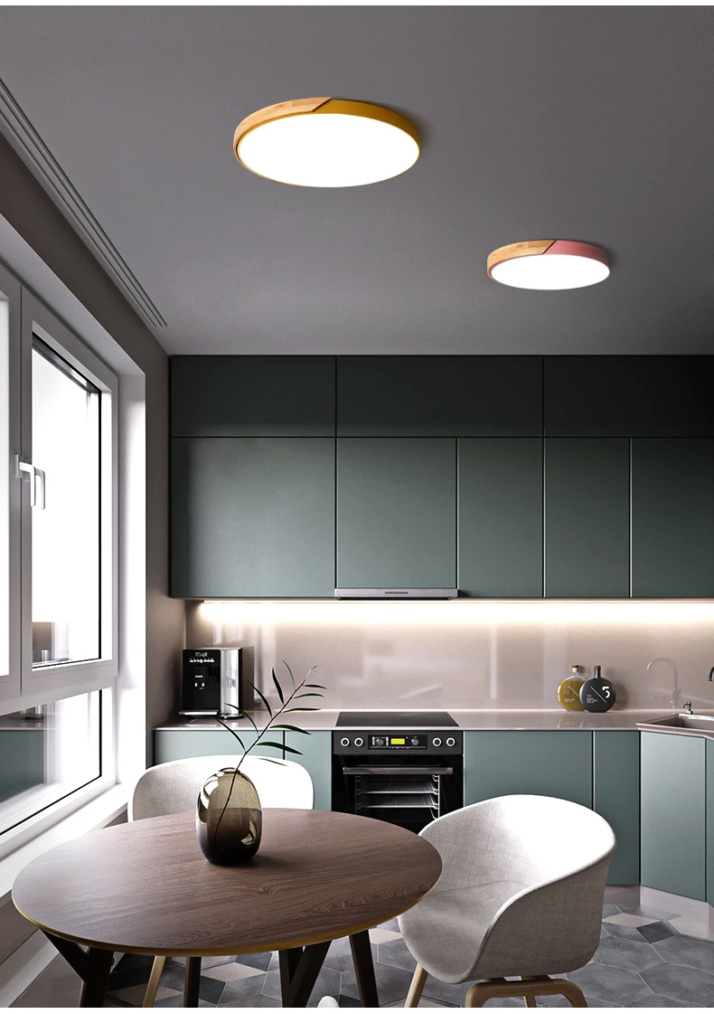 Современная спальня в Северной Европе, лаконичная уютная романтическая домашняя комната, круглый потолочный светильник для гостиной