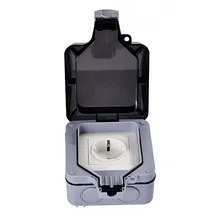 16А с крышкой для дома, стандарт ЕС, садовая электрическая розетка IP66, водонепроницаемая настенная розетка, наружная, защита от атмосферных воздействий