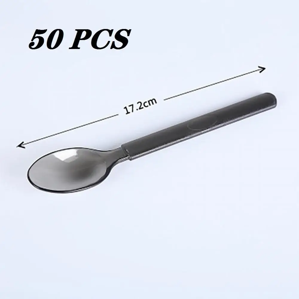 Spoon(50pcs) Американский высококачественный толстый одноразовый пластиковый костюм Западная посуда салат стейк нож и вилка индивидуально упакованы - Цвет: Spoon(50pcs)