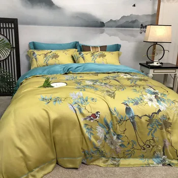 

Spring and Summer New Products 60 Double-Sided Lenzing Tencel Four-piece Set Bare Sleeping Silky Viscose Quilt Cover Bedding Art