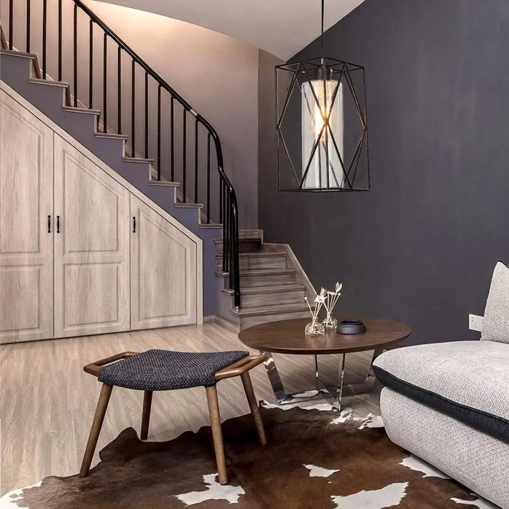 Винтажный промышленный металлический подвесной светильник Ganeed со стеклянной