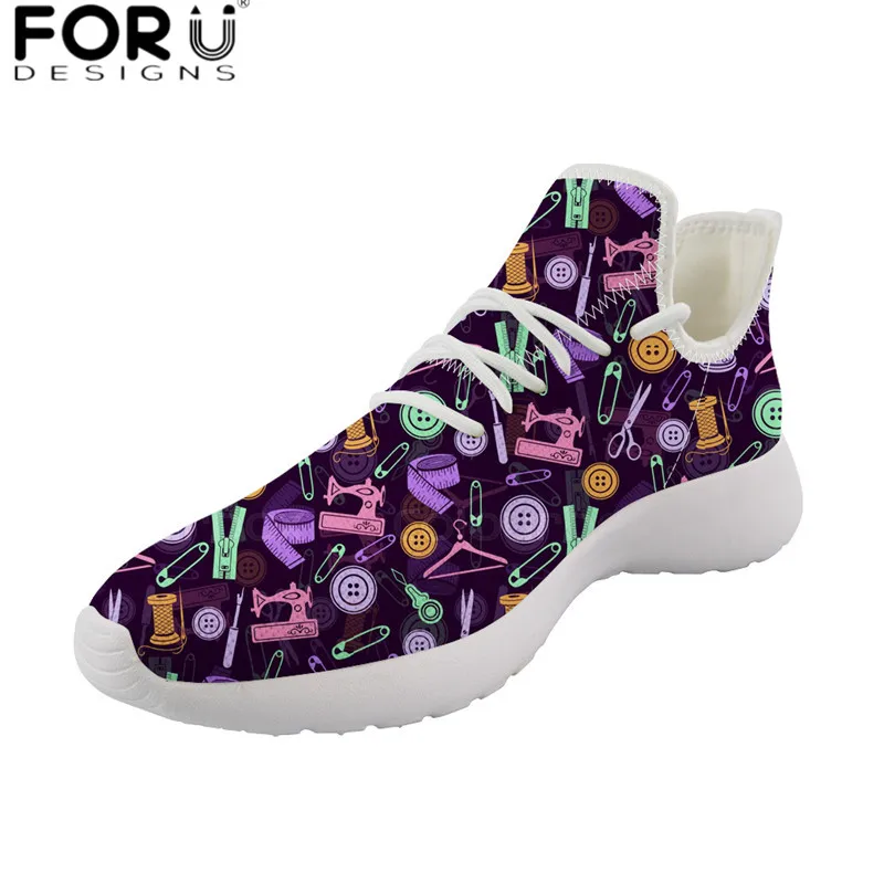 FORUDESIGNS/швейные инструменты с узором; сетчатая трикотажная обувь на плоской подошве; Модные женские дышащие осенние кроссовки; легкая обувь для девочек; - Цвет: HMB247Z61