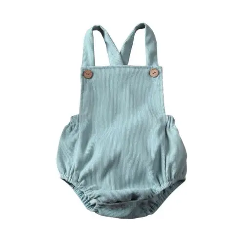 Небесно-голубой Мягкие бархатные Ползунки для новорожденных детей от 0 до 24 месяцев; для маленьких мальчиков и девочек, без рукавов, с открытой спиной, ползунки, комбинезоны для малышей Детская одежда - Цвет: Небесно-голубой