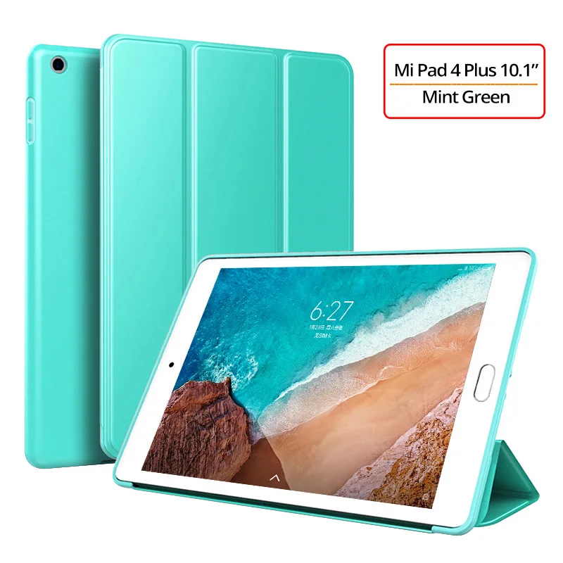 Чехол для Xiaomi Mi Pad 4 Plus, ультратонкий Магнитный чехол-подставка, силиконовый мягкий смарт-чехол для Xiaomi Mi Pad 4 Plus 10,1 Tablet Funda - Цвет: Mint Green