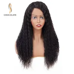 Шоколад предварительно сорвал природных яки Remy натуральные волосы парик для черный Для женщин 150% Плотность Синтетические волосы на