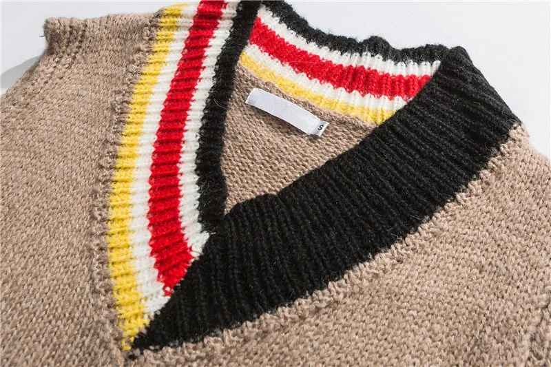 Темный значок нерегулярный воротник пуловер мужской свитер с v-образным вырезом без рукавов кашемировый свитер жилет Мужской черный/кофейный