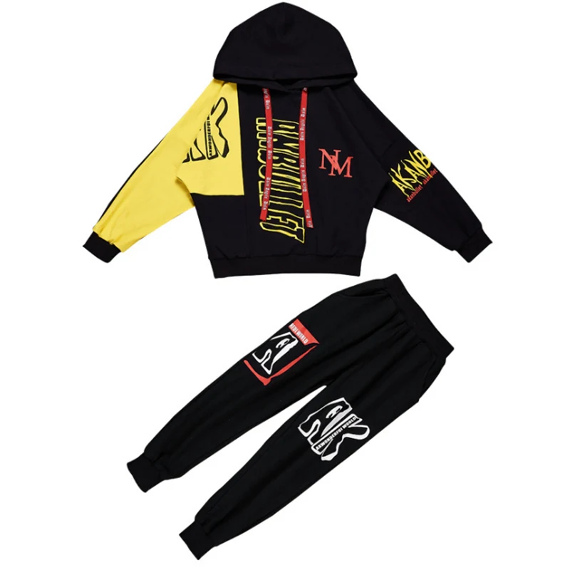 Fall Hip Hop Costume Children's Clothing Set Outfit Boys Long Sleeve Sports Suit Kids Hoodies+ Pants 2 Pcs Set Tracksuit