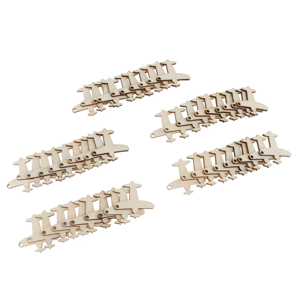 Pack of 50 Blank Airplane Wooden Cutout Gift Tags Scrapbooking Embellishements