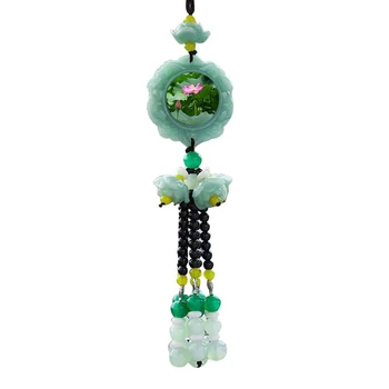 

Decorative 20cm Rearview Mirror Gift DIY Imitation Crystal Jade Car Pendant Ornament Beaded Home Hanging Exquisite Interior