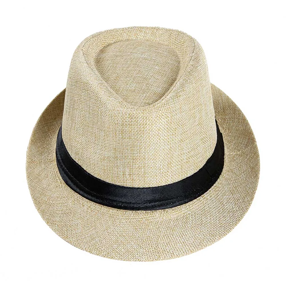 Мужская соломенная шляпа льняная Солнцезащитная Складная дышащая повседневная Кепка для лета GDD99 - Цвет: F