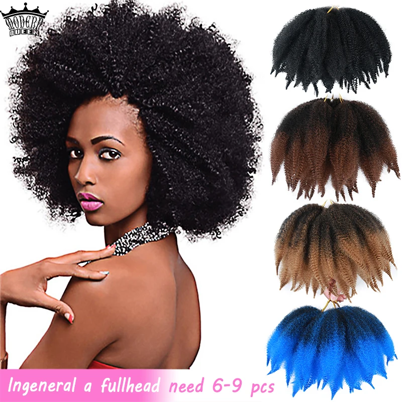 MODERN QUEEN 8 Inch Short Soft Afro Kinky Marley Braiding Hair Natural Soft Braids Hair Synthetic Crochet Braid Hair for Women