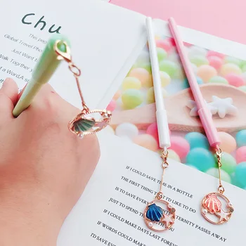 

20PCS Creativity of New Seaside Shell Pendant Pen Small Fresh Pendant Gel Pen Black Signature Pen Student Stationery